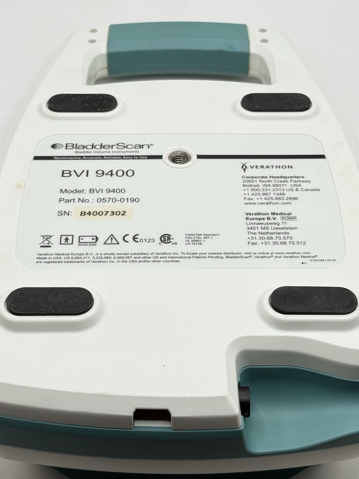 Verathon BVI 9400 BladderScan Portable Bladder Scanner 0570-0190