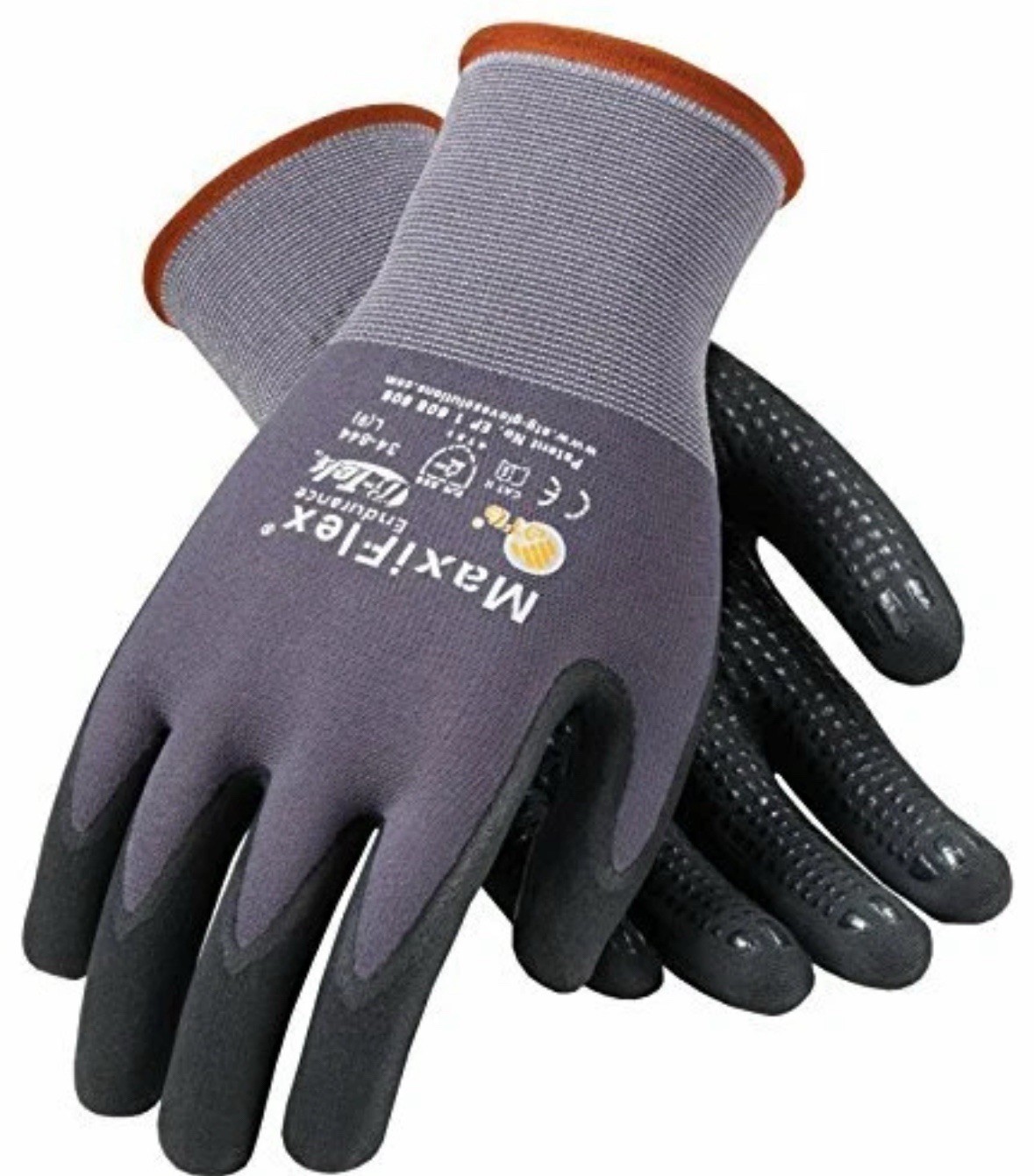 34-844 MaxiFlex Nitrile Grip Foam Dotted Palm Coated PROTECTIVE WORK GLOVES (L)