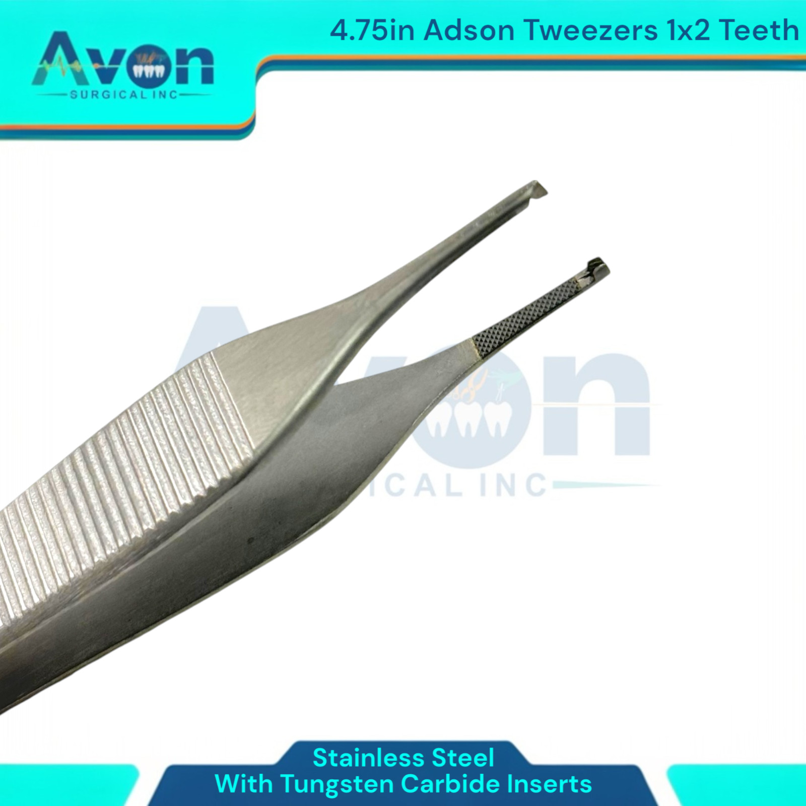 Gold Handle 1×2 Teeth Adson Tissue Forceps, 4.75in, w/ TC Inserts – German Steel