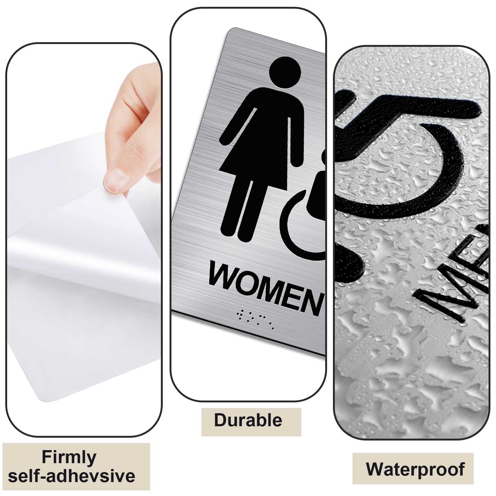 2 Pcs Restroom Sign Business Men and Women Commercial Bathroom Signs, 8 x 6 Inch