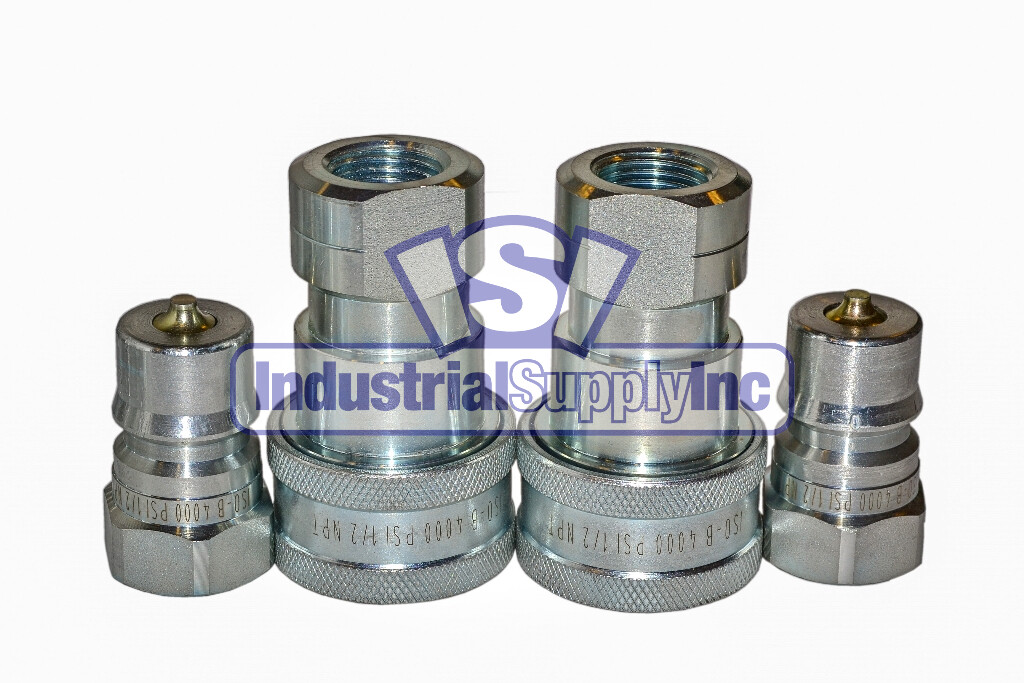 Quick Coupler | ISO 7241-1 B | 1/2″ NPT Pipe Threads | Complete Set | 2 PK