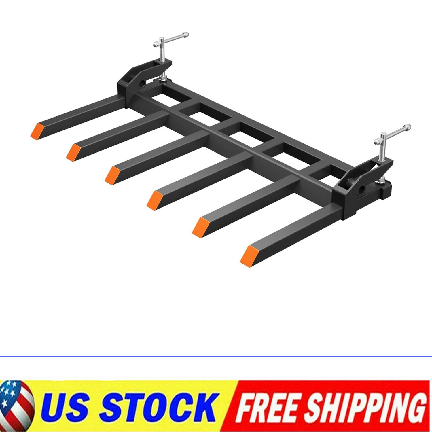 🔝58″ 4400LBS Heavy Duty Clamp On Debris Forks for Tractor Bucket with 6 Tines