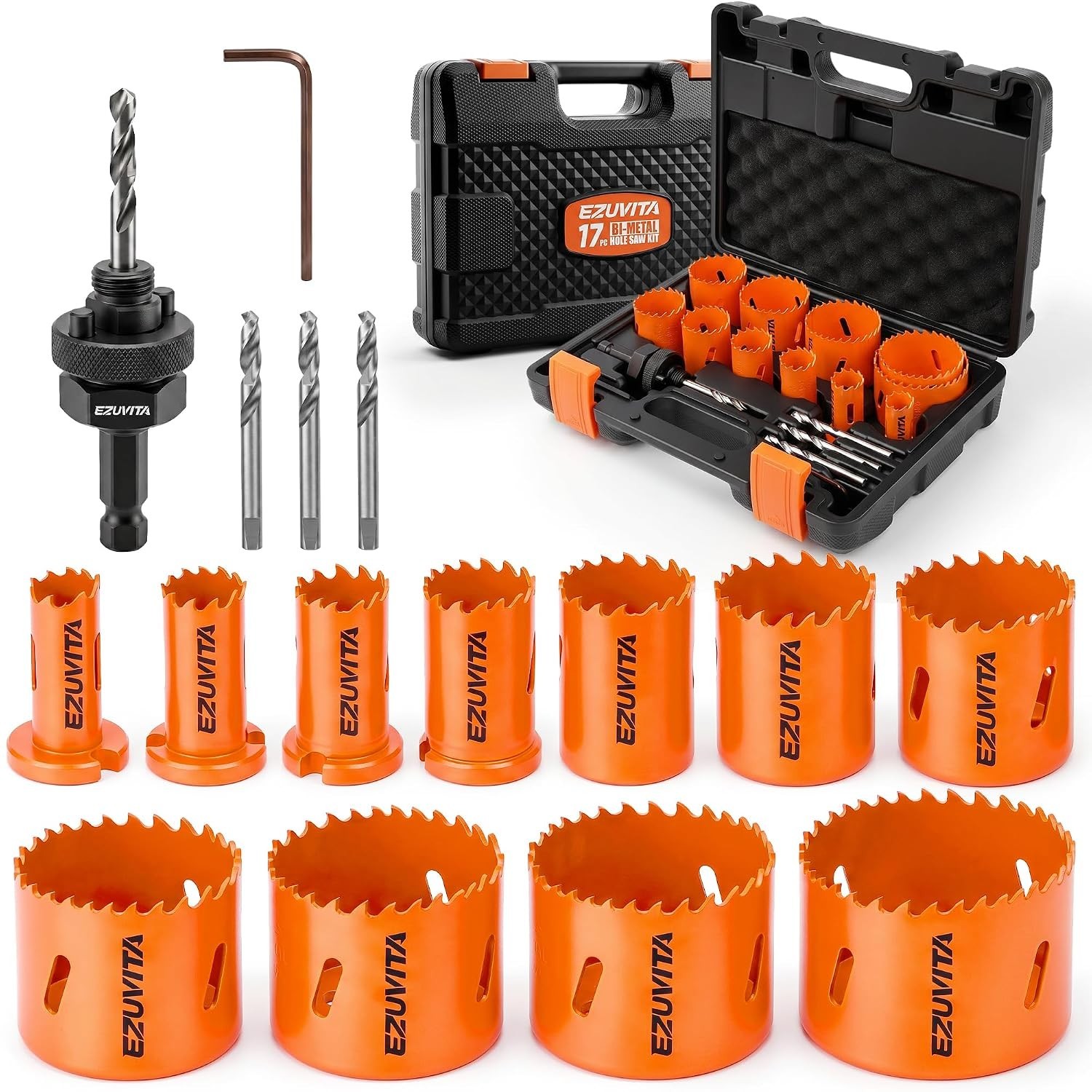 17PCS Bi-Metal Hole Saw Kit, 3/4″-2-1/2″ Hole Cutters | One Arbor Fits All, Dual