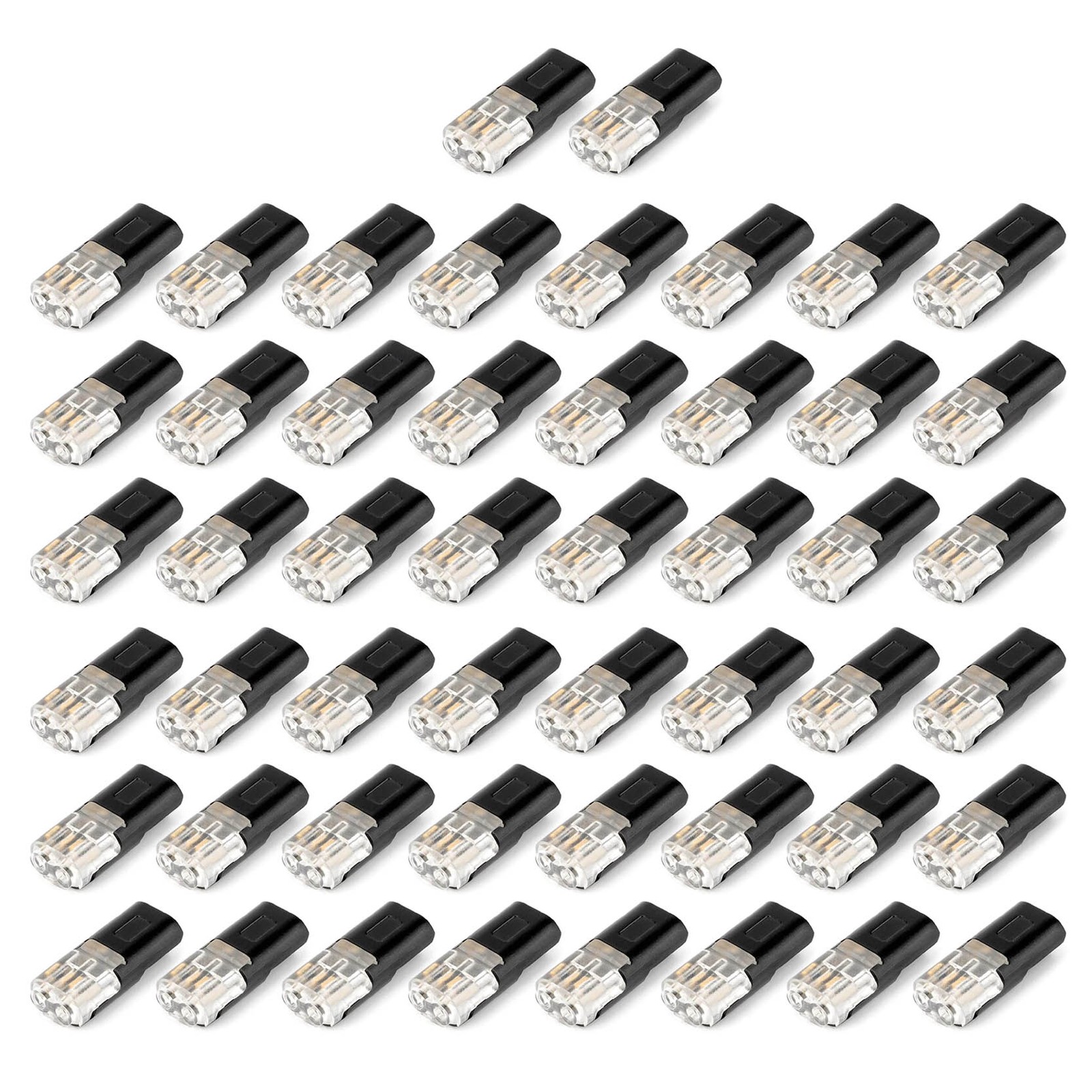 50pcs Black Polycarbonate Cable Connectors Plug in Type for 18-22 AWG with Lock