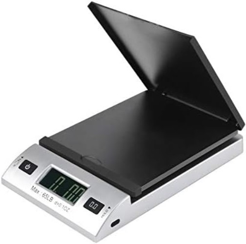 65LBx0.1OZ Digital Shipping Postal Scale w/ Batteries & AC Adapter, Black Silver