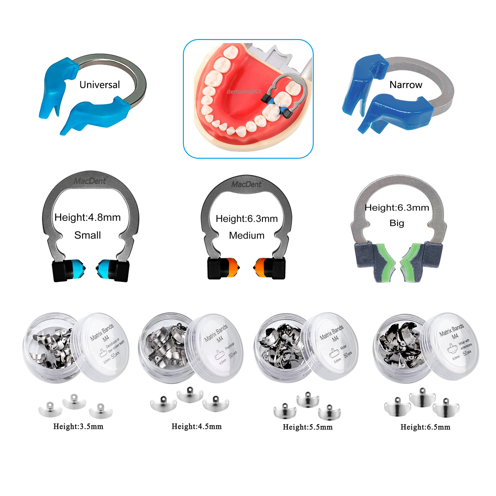 Dental Matrix Bands Ring Sectional Matrice Clamp Wedges Fit Palodent V3 System