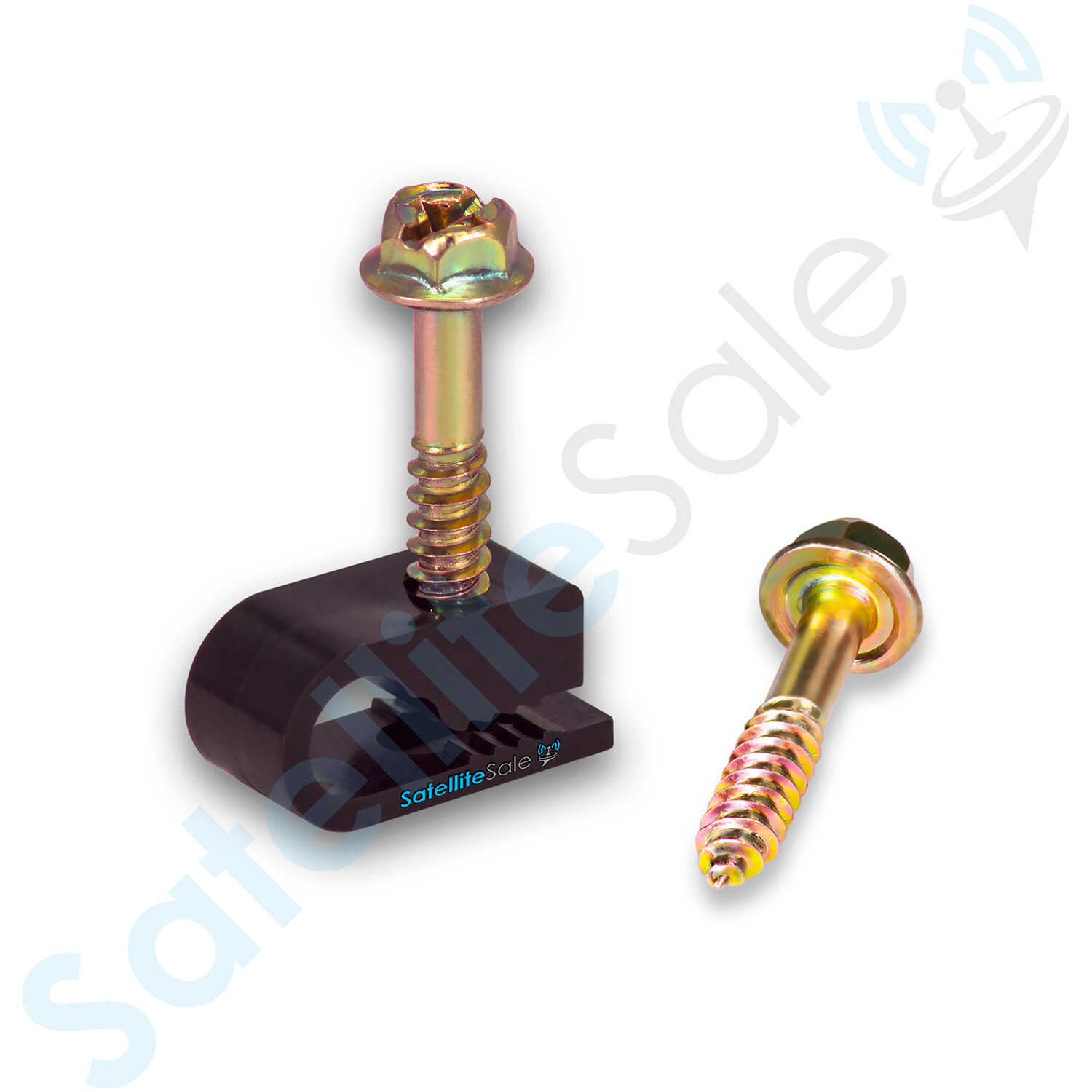 SatelliteSale Black RG6 Single Cable Grip Mounting Screw Clips 100 CT