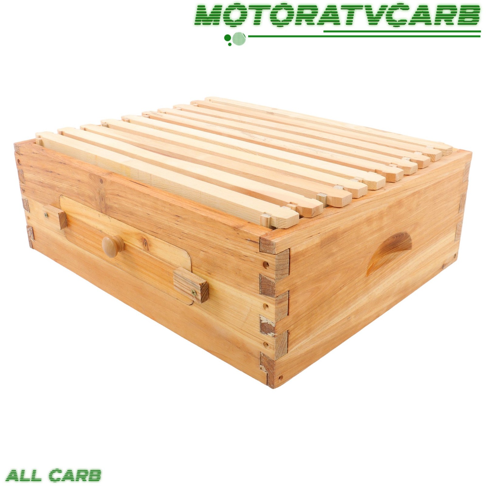 ALL-CARB Bee Hive 10 Frame Bee Box Starter Kit Beeswax Coated Fir Wood & Window