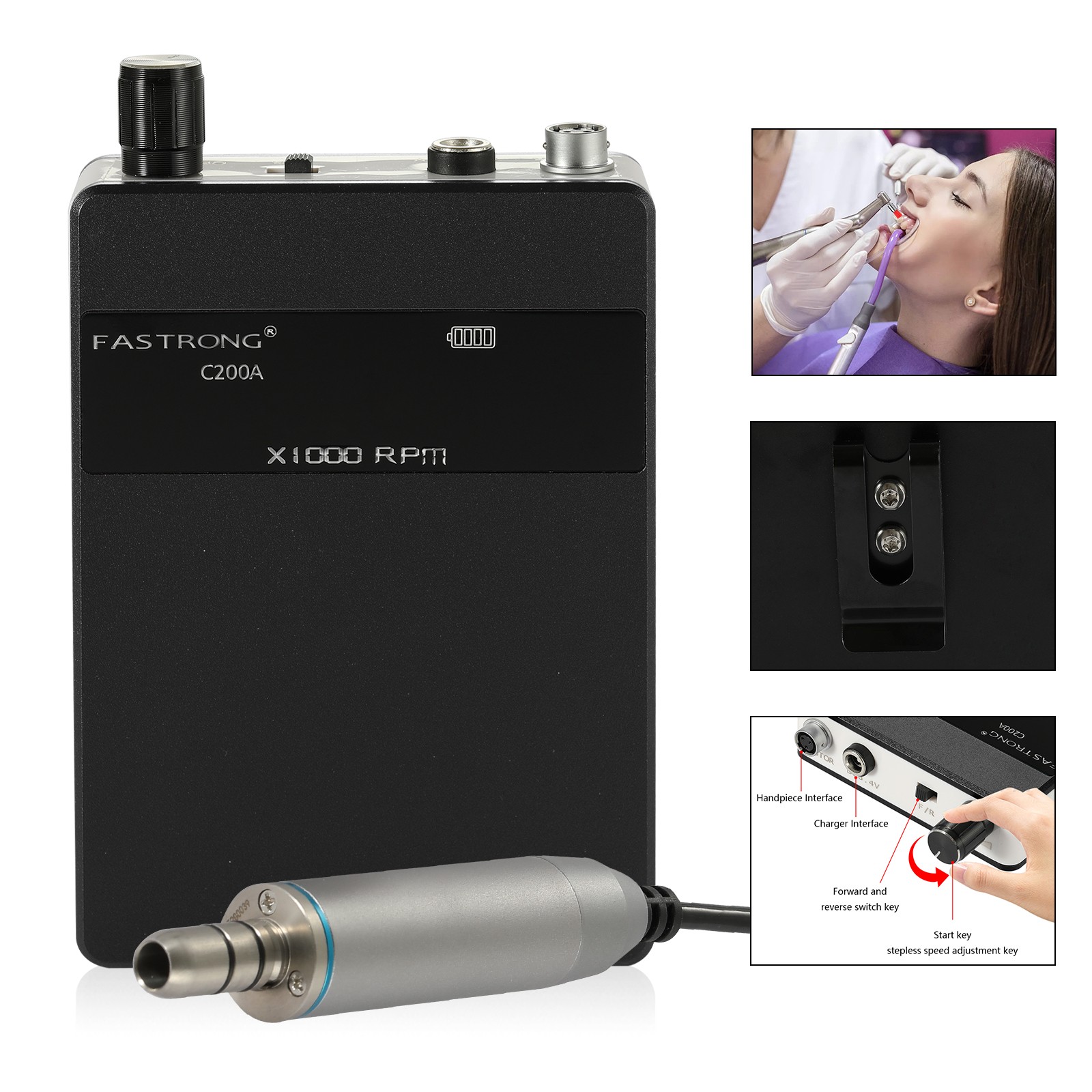 Dental Marathon Lab Electric Micromotor 35K RPM / Slow Handpiece Drill Burs Cups