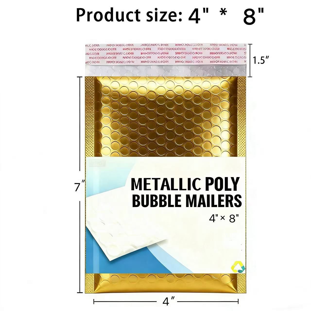 Metallic Extra Thick Poly Bubble Mailer Padded Envelope Shipping Bag 4″x8″ Gold