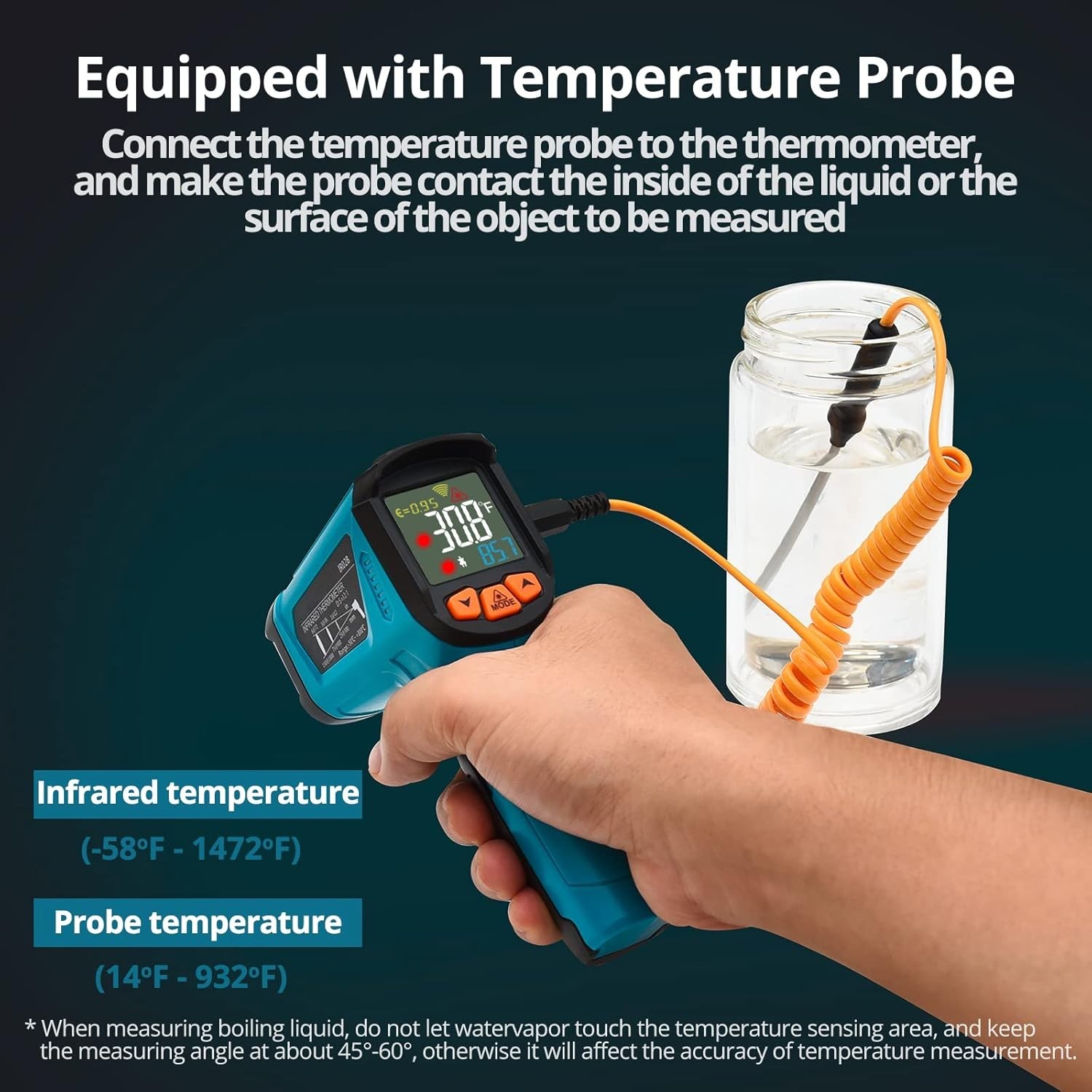 LCD Backlight, Data Hold, Auto-off, Cooking Aid Thermometer