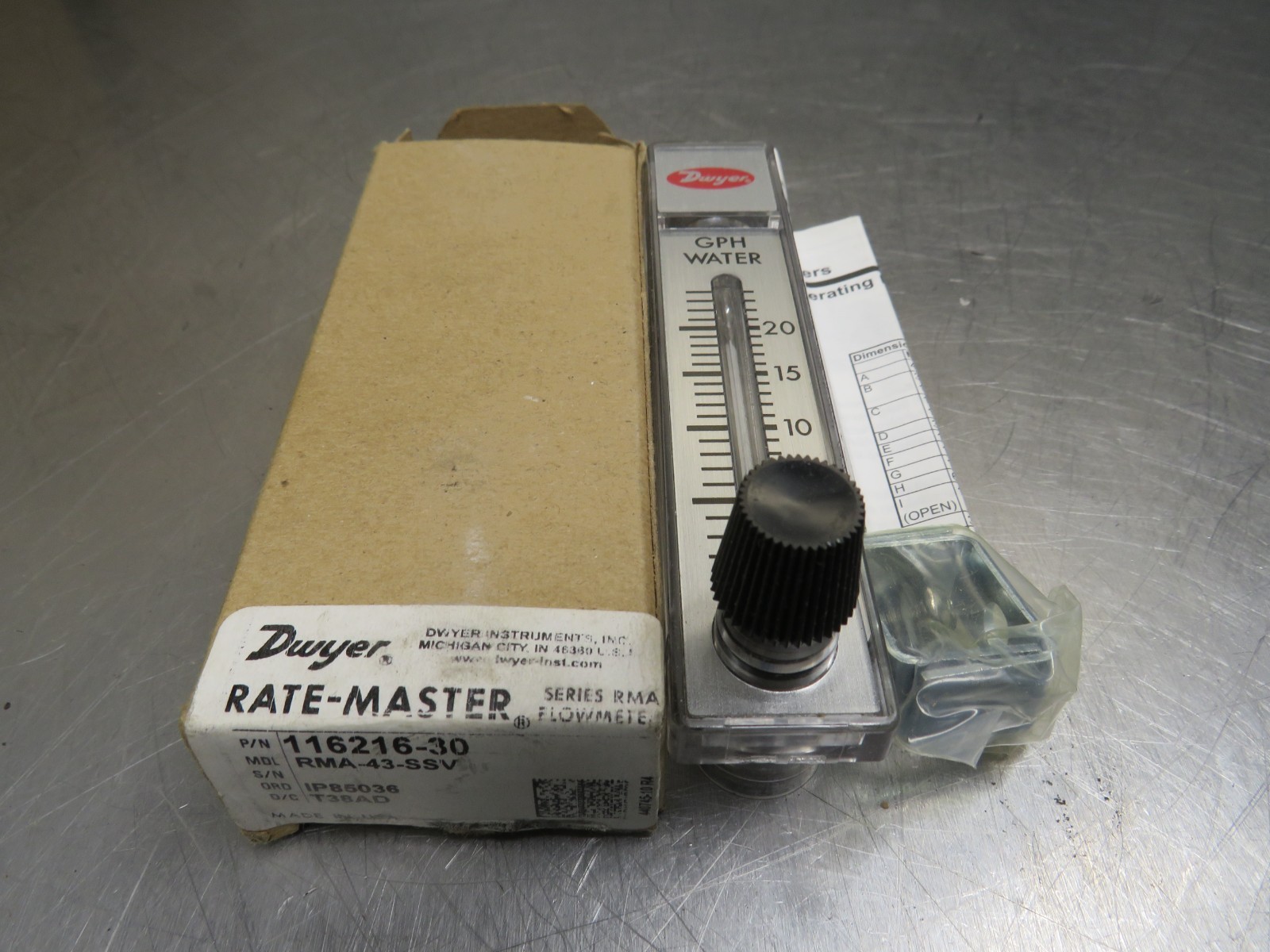 Dwyer 116216-30 RMA-43-SSV Flow Meter