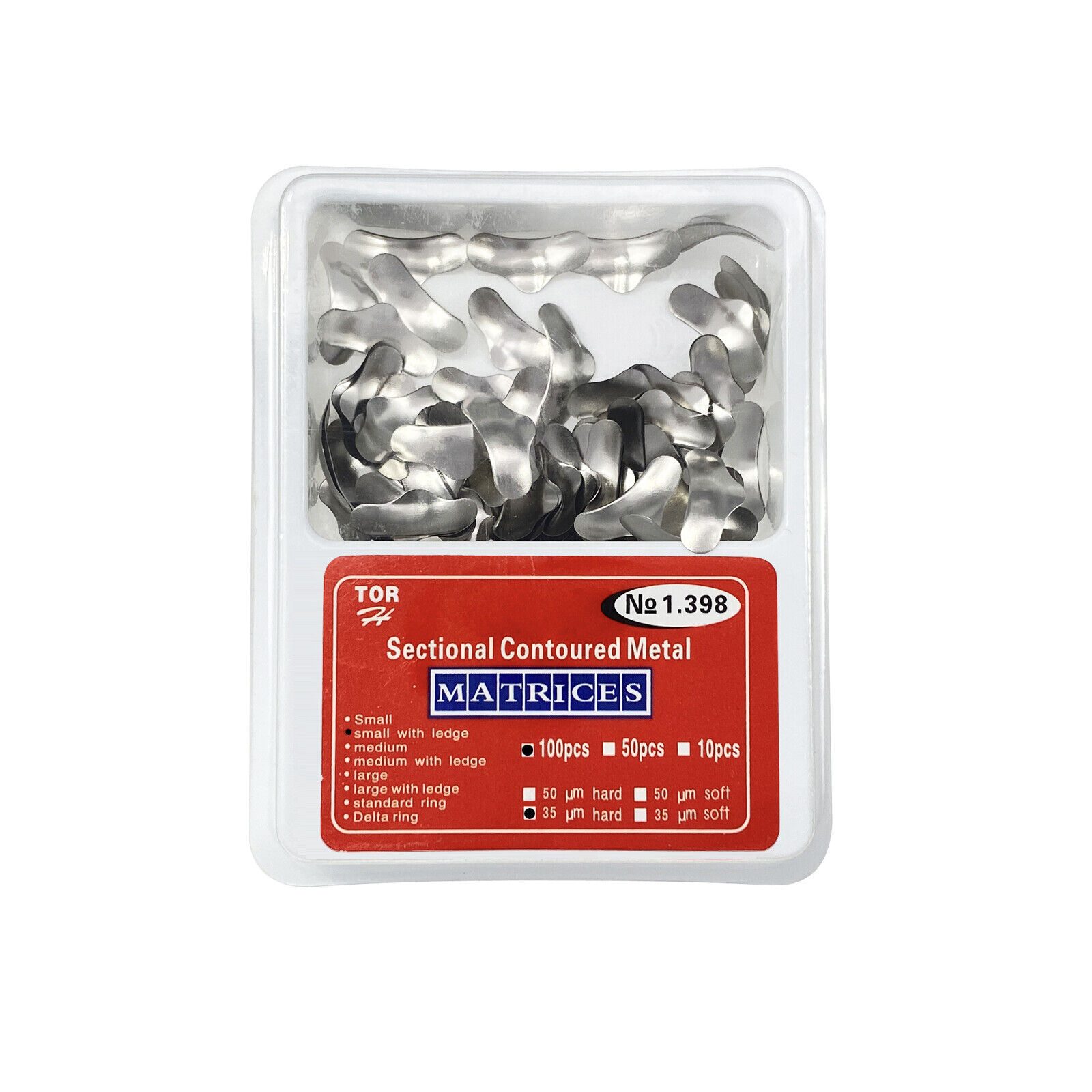 100 Pcs Dental Sectional Contoured Metal Matrices Refill Matrix Band Ledge 35um