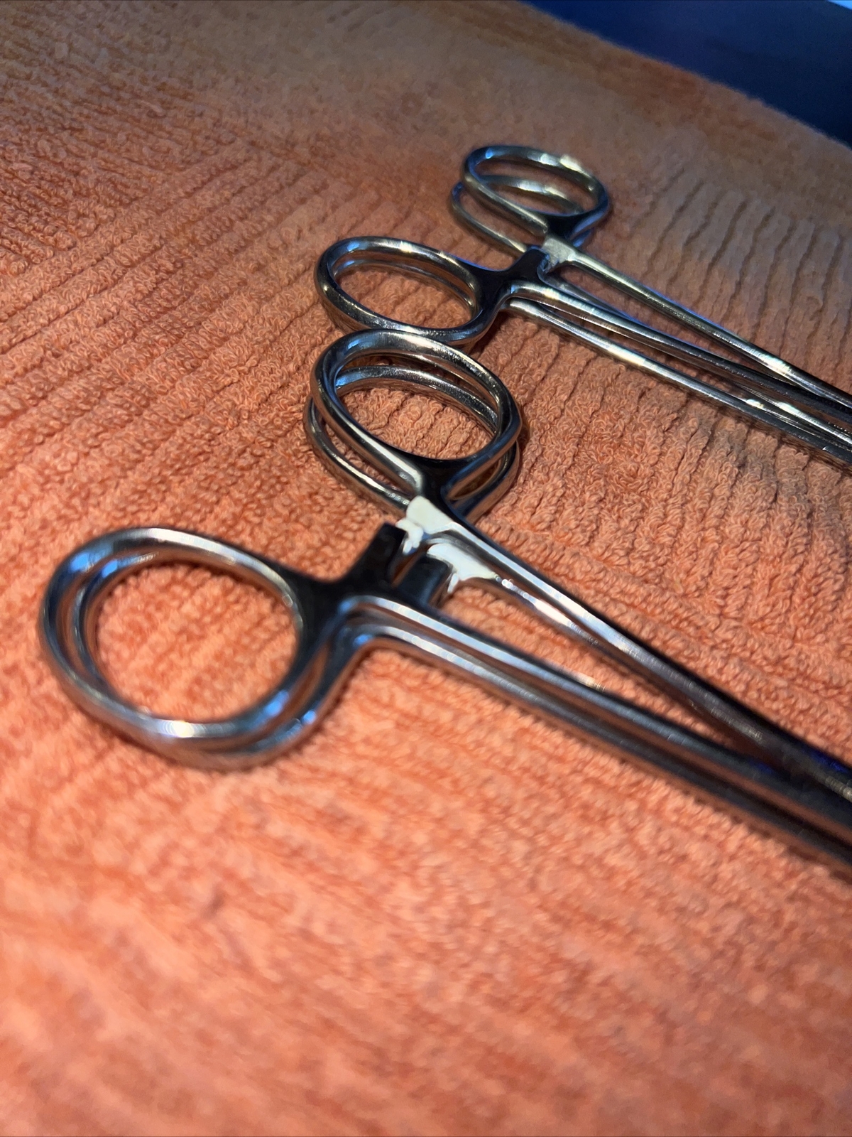 4- Pcs Backaus Towel Clamp Forceps 3 -5” 1- 5.5″ Surgical Dental Instruments