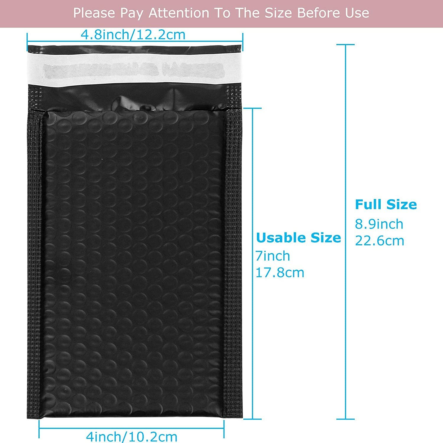 10 Pack 4×7 Inch Poly Bubble Mailers #000 Padded Envelopes Black, Poly Mailer