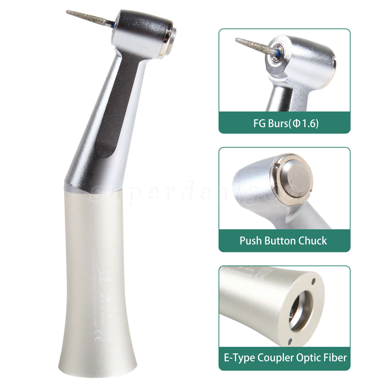 Dental Push Button Low Speed Contra Angle Handpiece E-type Fit FG 1.6mm Burs SA