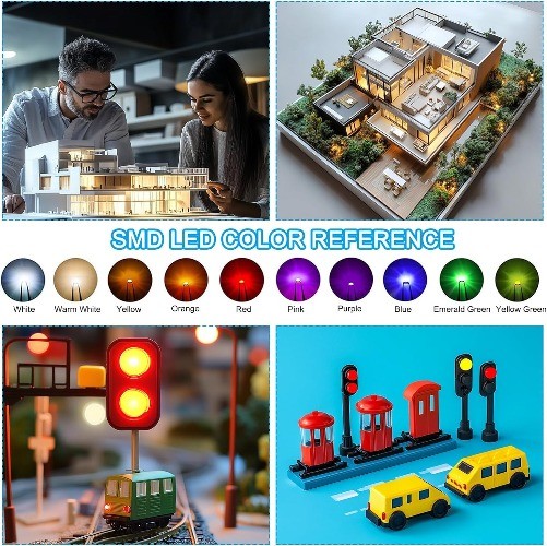 0402 Pre-Wired Micro LED, 25 Pcs Pre-soldered Mini Light Emitting Diodes SMD