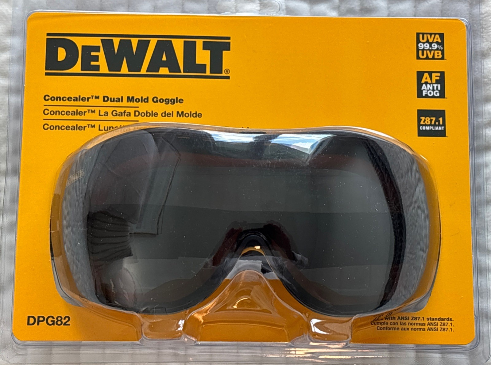 Dewalt DPG82-21 Concealer Smoke Anti-Fog Dual Mold Safety Goggle