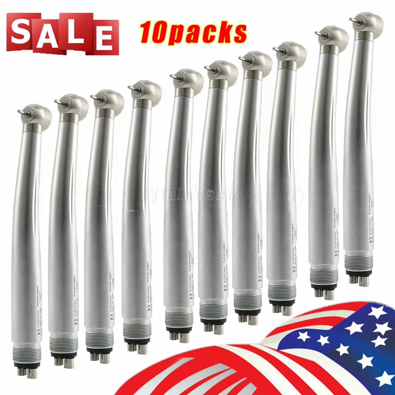 10 Pcs USA Dental High Speed Turbine Handpiece Push 4Hole Fit NSK PANA MAX YDA4