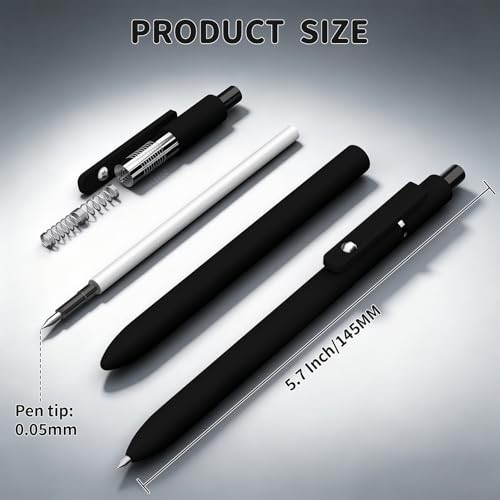 Gel Ink Pens 6-Pack, 0.5mm Fine Point, Quick-Dry Black Retractable Pens