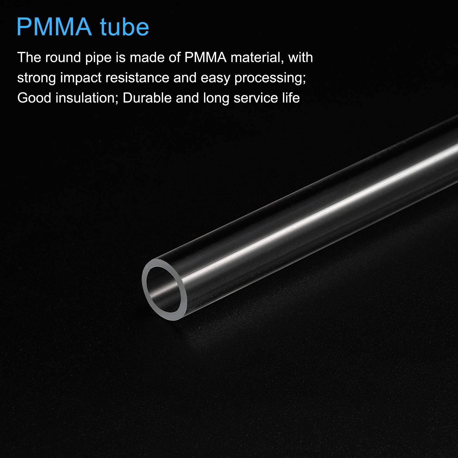 4 Pcs 8mm ID 10mm OD 10″ Rigid Acrylic Pipe for DIY Round Tube Clear
