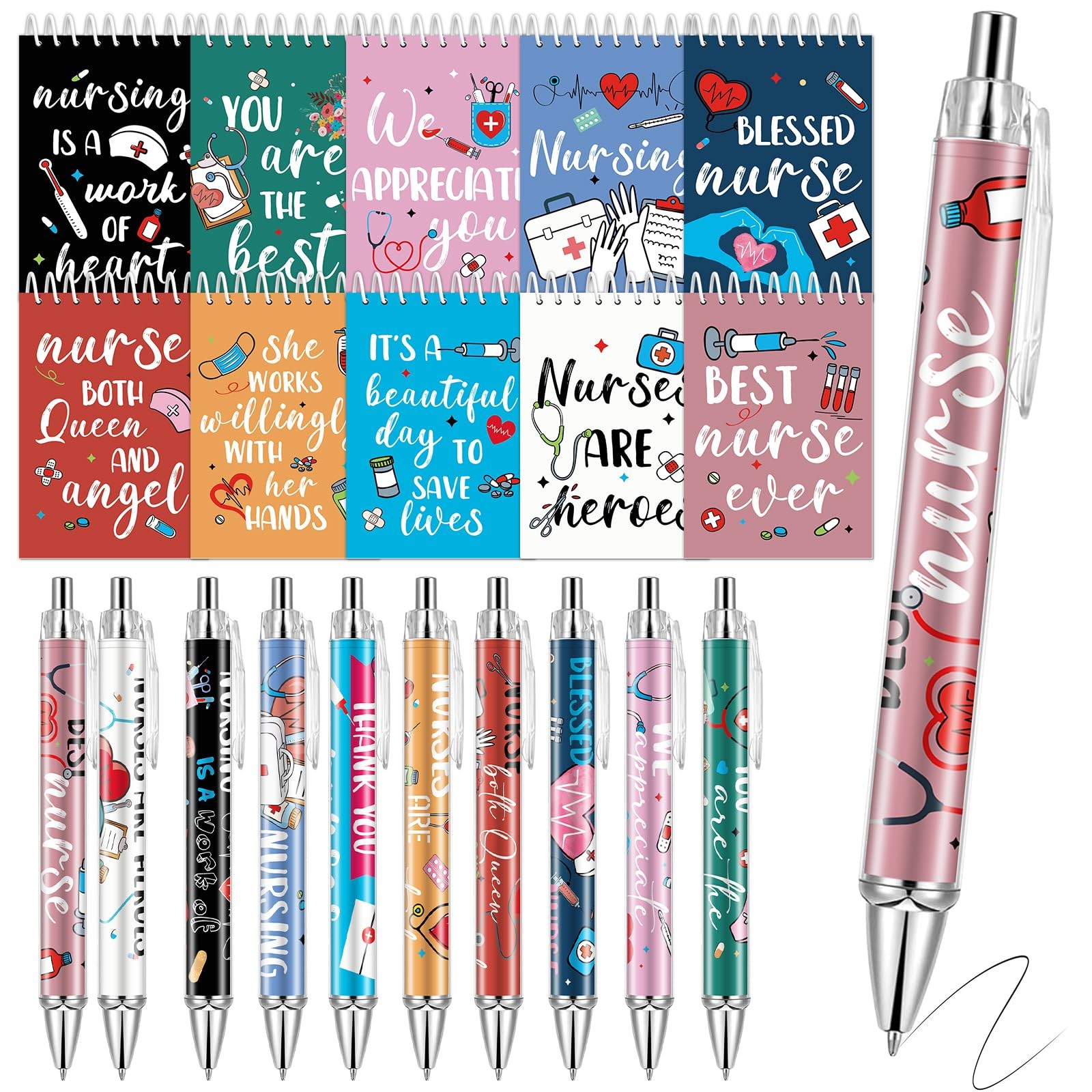 Lebsitey 60PCS Pens and Notebooks, Appreciation Gifts as the pictures show