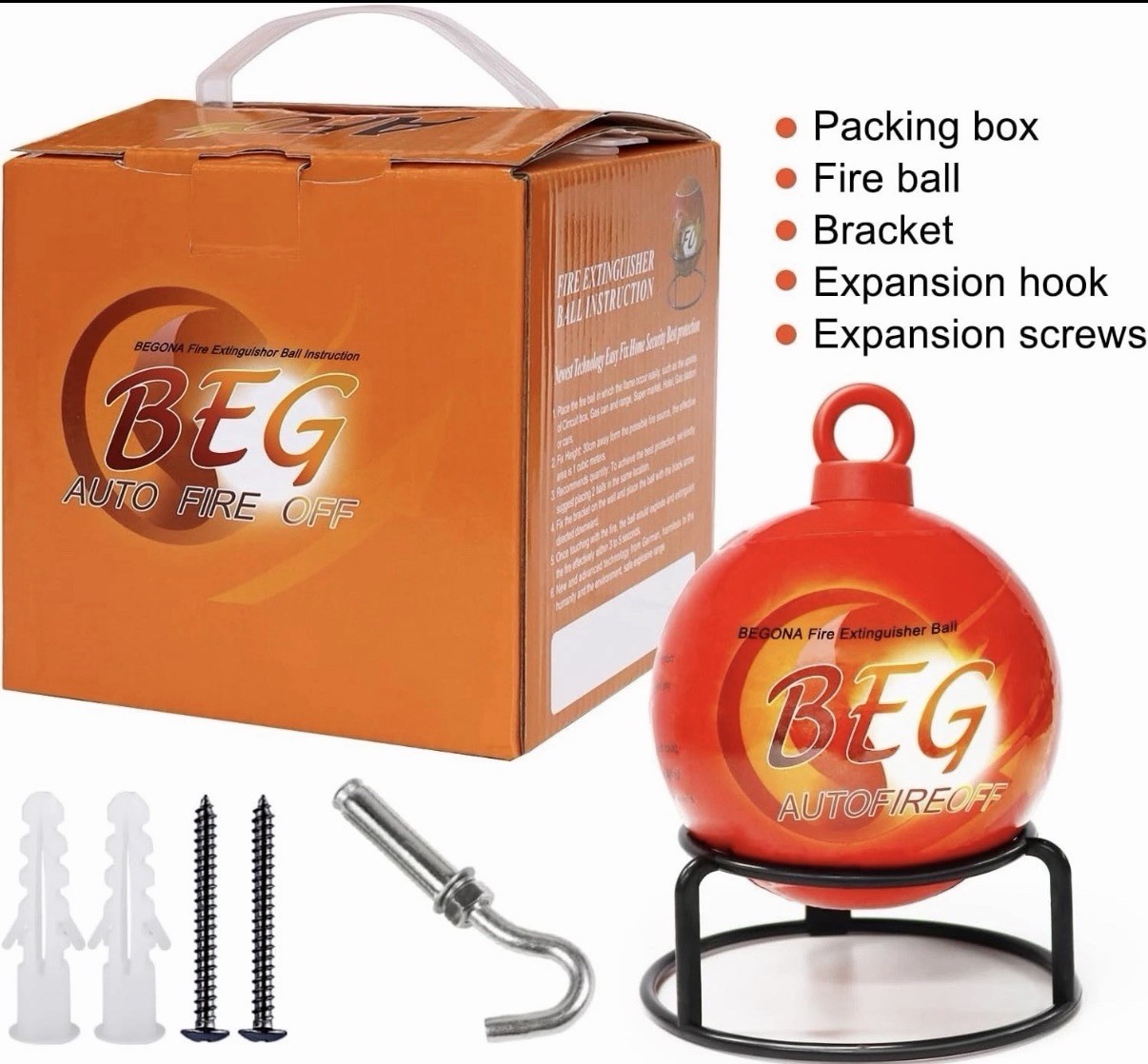 Begona Automatic Fire Suppressant Ball Extinguisher w/ Stand/Mounting 0.5 kg New