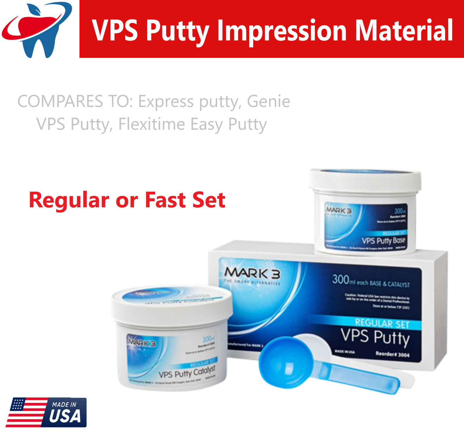 2 JARS MARK3 Express PUTTY FAST Set VPS PVS Dental Impression Base & Catalyst