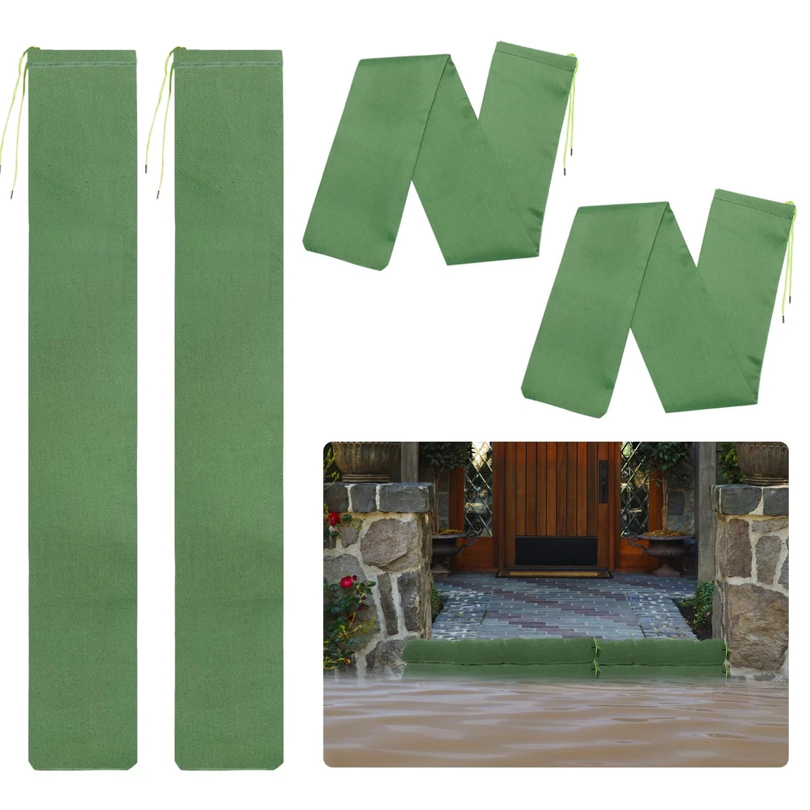 4 Pcs 3_× 6_ Long Sand Bags for Flooding – Thickened Canvas Flood 3ft-4Pcs
