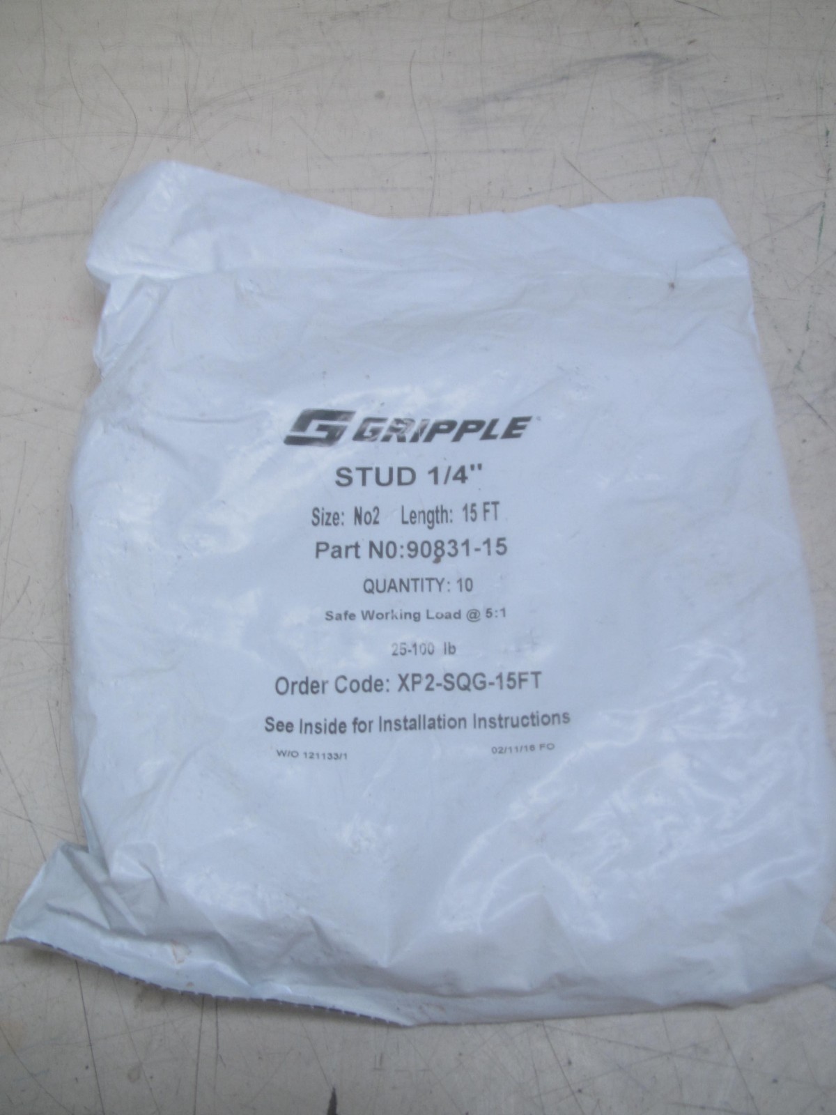 Pack Of 10 Gripple Wire Hanger 15 Ft Lengths 1/4 inch P/N: 90831-15