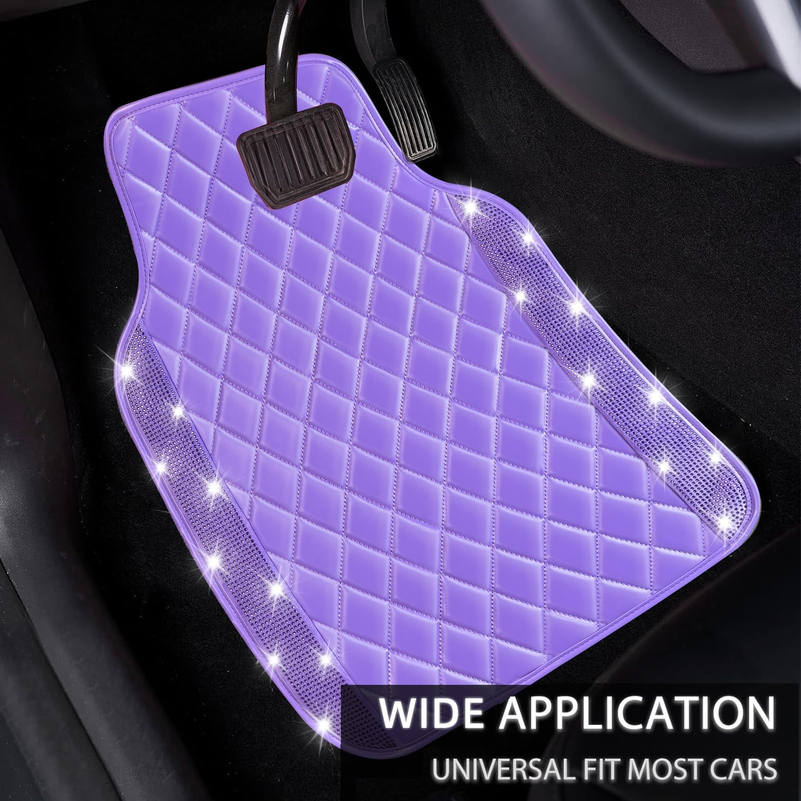 Nbtepem Bling Leather Car Floor Mats Full Set Sparkly Diamond Car Mats