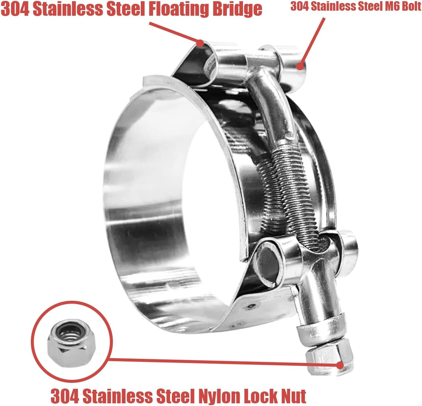 Stainless Steel 4 Pack T-Bolt Hose Clamps for 1″ Hose ID, Heavy Duty