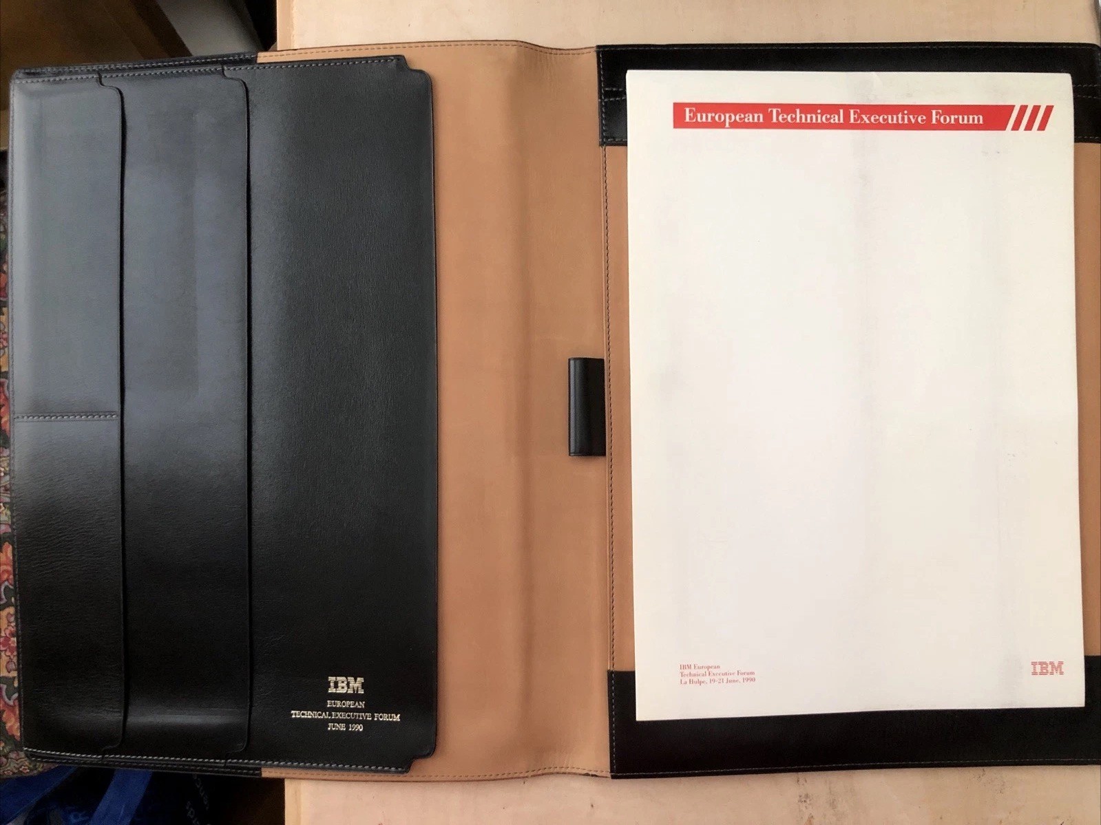 IBM Vintage 1990 Conference Planner Portfolio Organizer Delvaux Leather