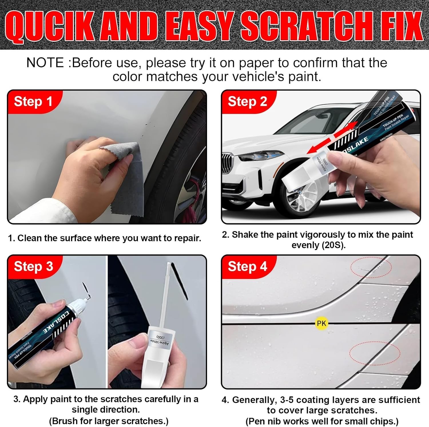 Car Touch Up Paint(Black Sapphire Metallic(475)) for BMW, Car Paint Scratch Repa