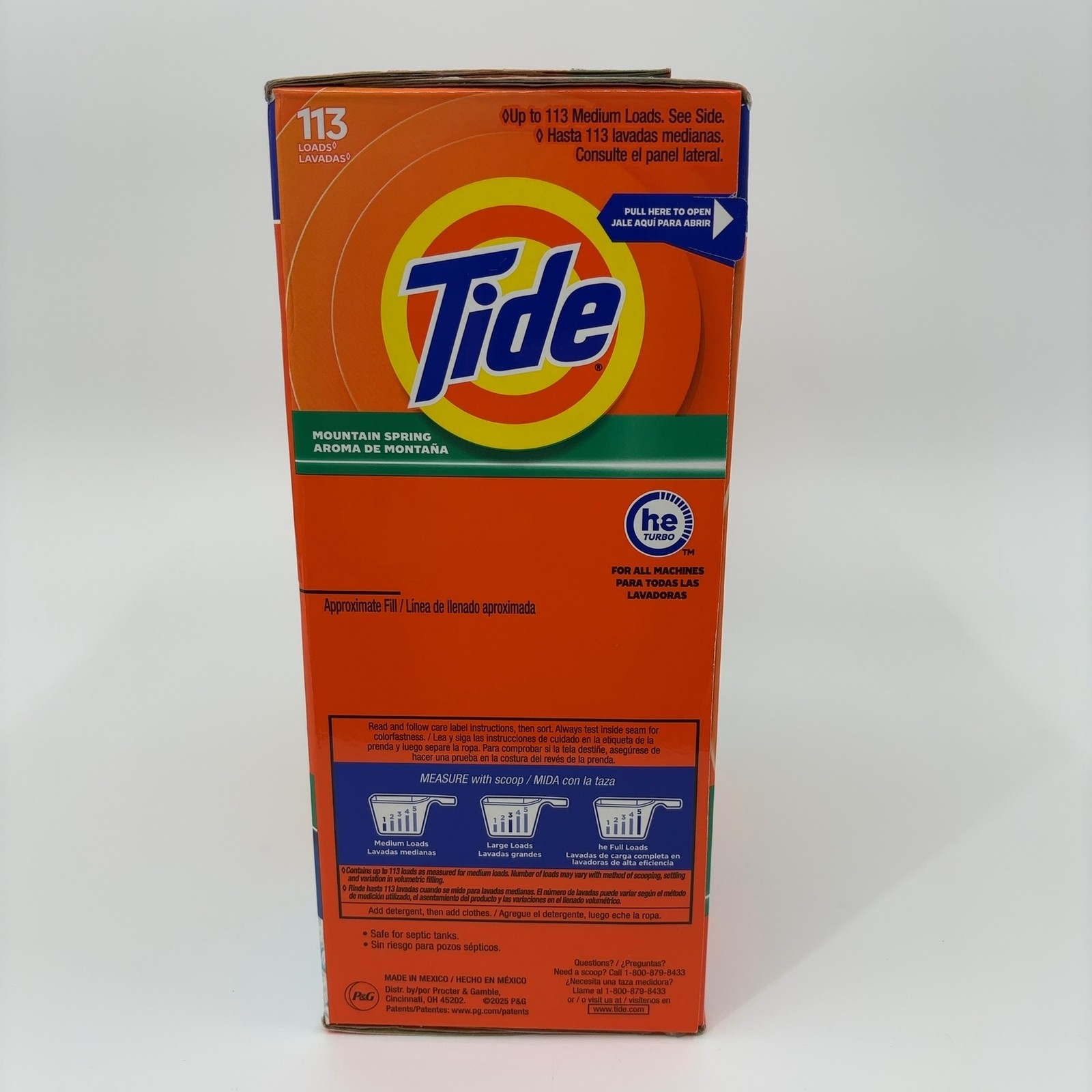 Tide Powder Laundry Detergent, Mountain Spring Scent, 129 oz, 113 Loads