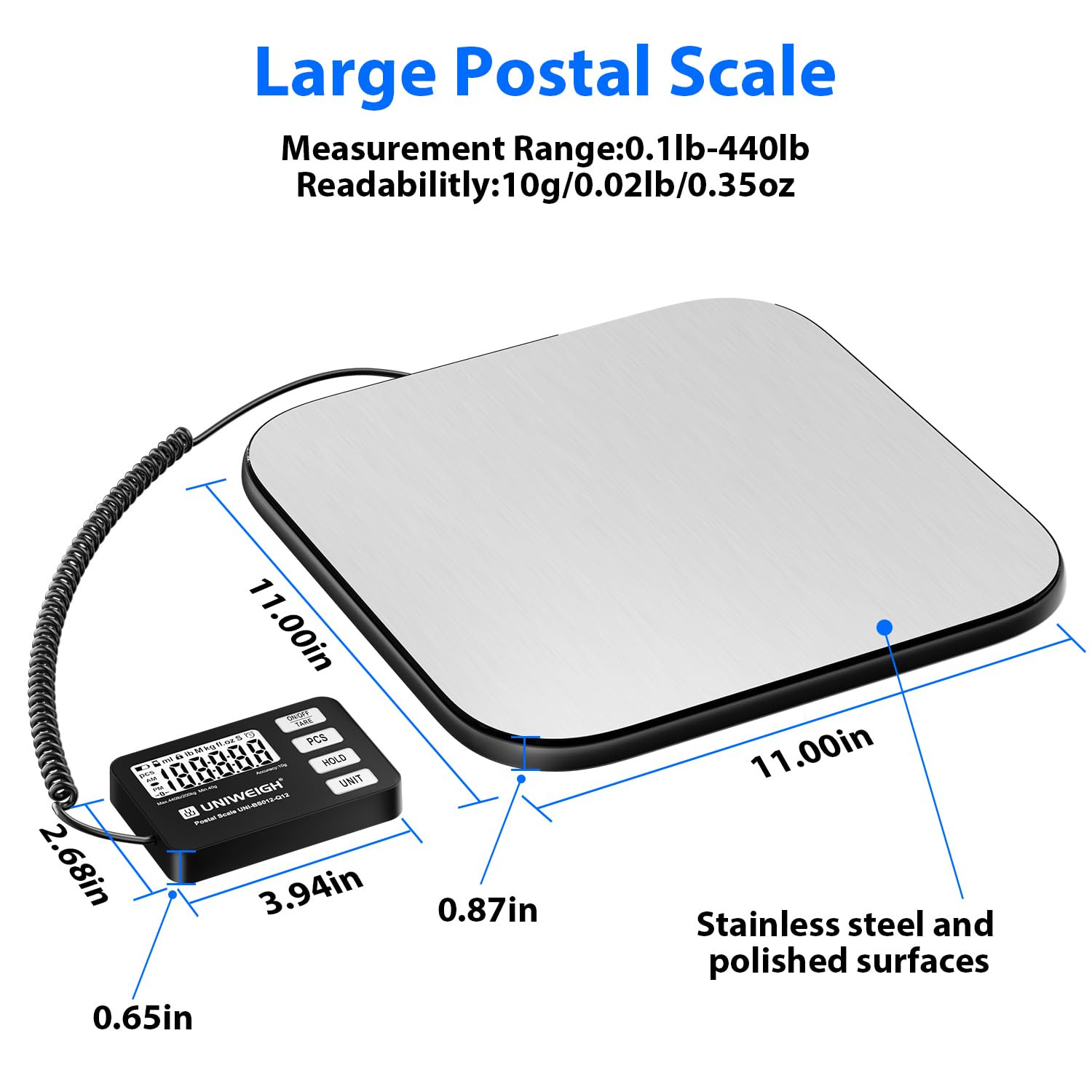 Shipping Scale 440Lb/0.35Oz Accuracy,Digital Postal Scale for Packages with Pcs/