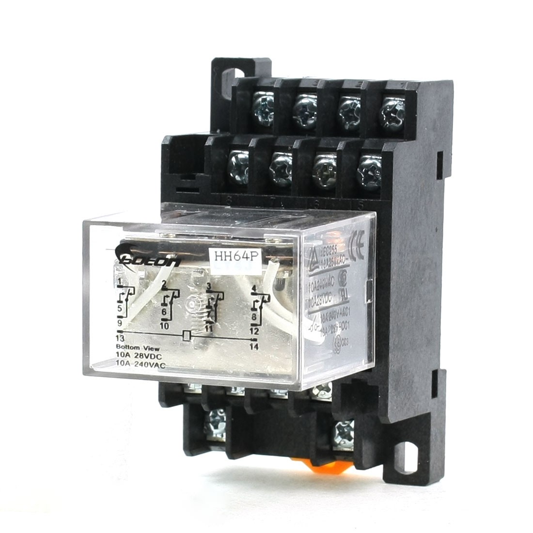 35mm DIN Rail DC 12V Coil 4PDT 14P General Purpose Power Relay LY4NJ Base New