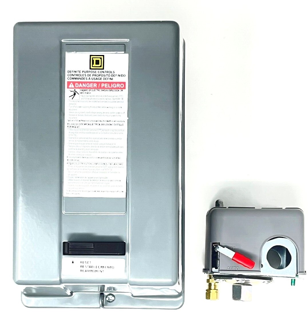 SQUARE D MAG STARTER & PRESSURE SWITCH 175 PSI 5HP SINGLE PHASE 208 / 240 VOLT