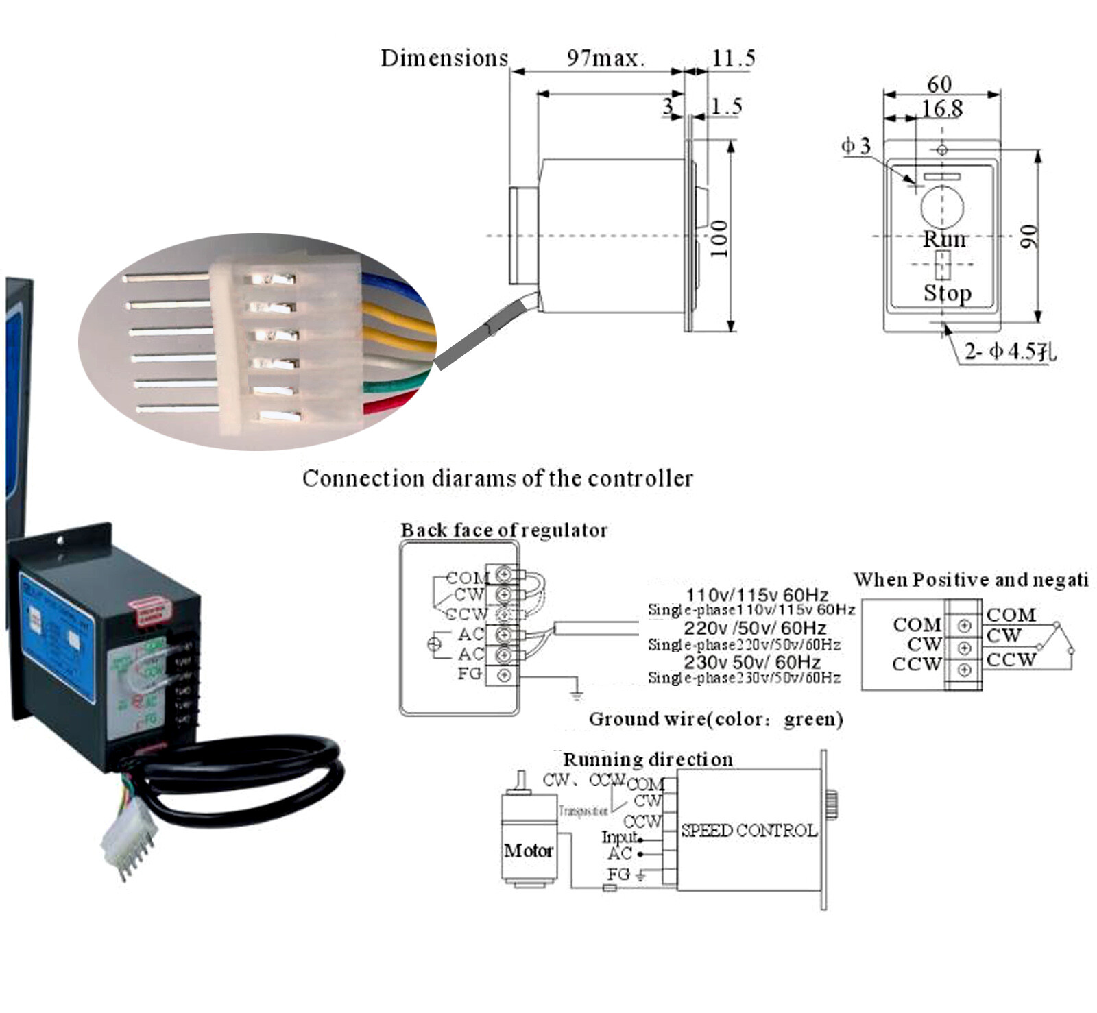 US-52 220V 50Hz Electrical AC Motor Speed Control Pack 15W 25W 40W 60W To 250W
