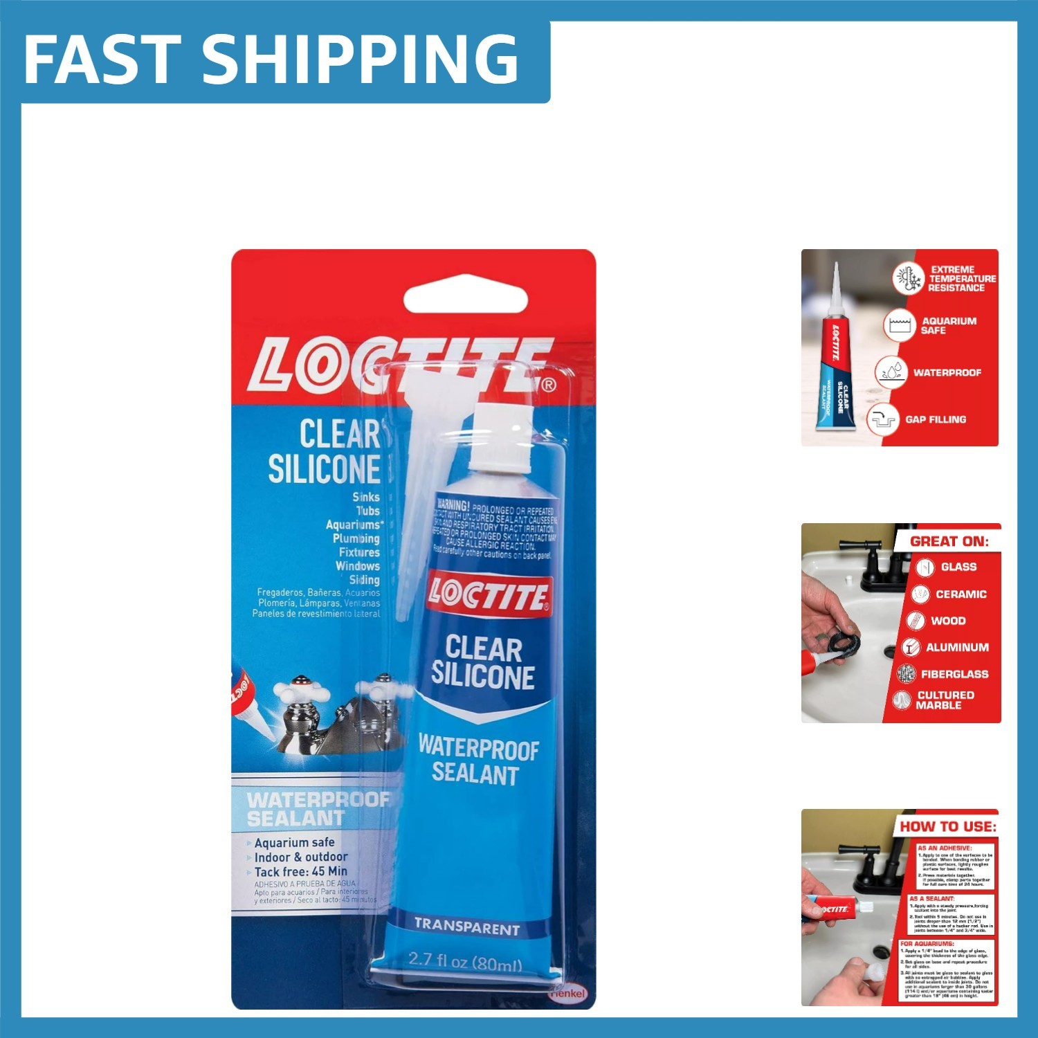 2.7 fl oz Clear Silicone Sealant – Waterproof & Flexible Bond for All Surfaces