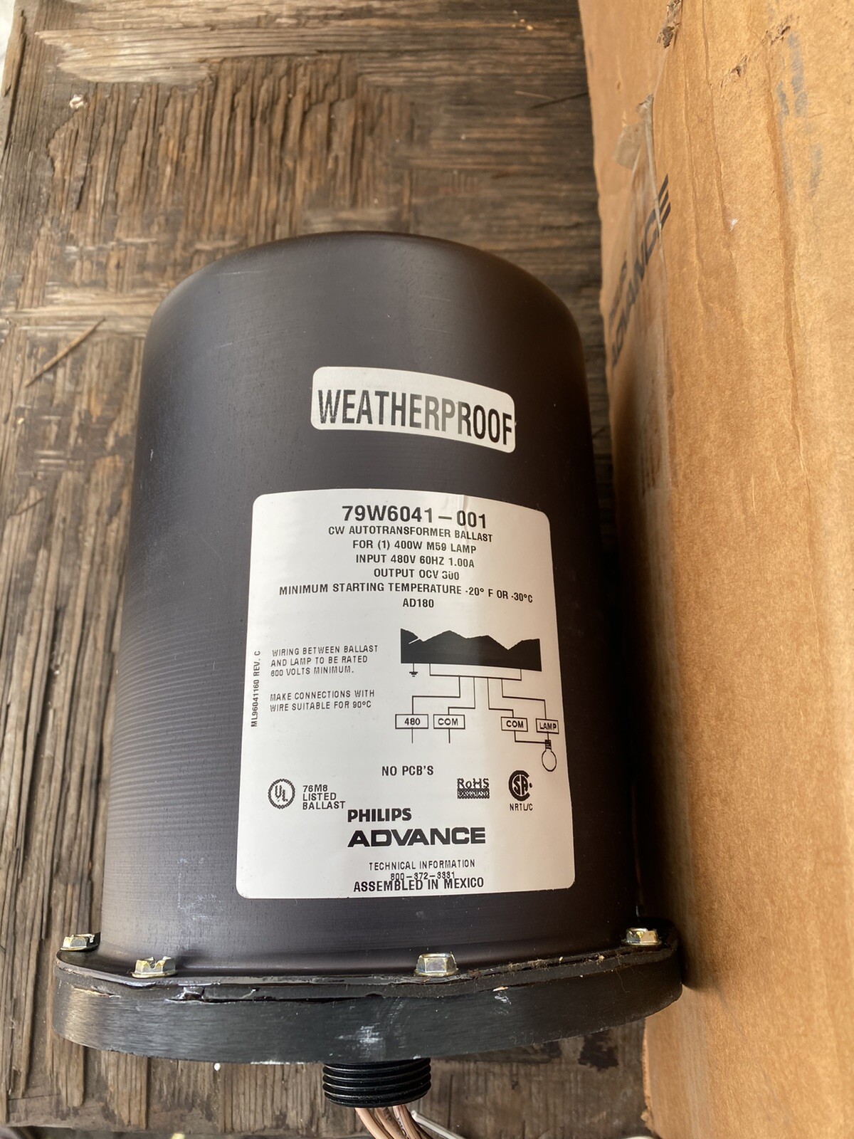 (T) 79W6041-001 Philips Advance Outdoor Weatherproof Ballast 400W MH M59