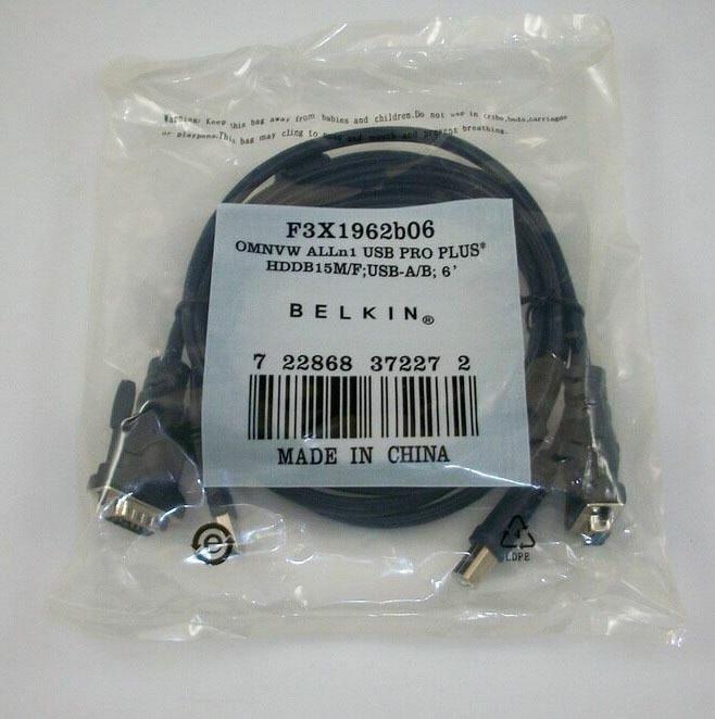 Belkin BKNF3X1962B06 6 Feet All-In-one Kvm Cable Kit