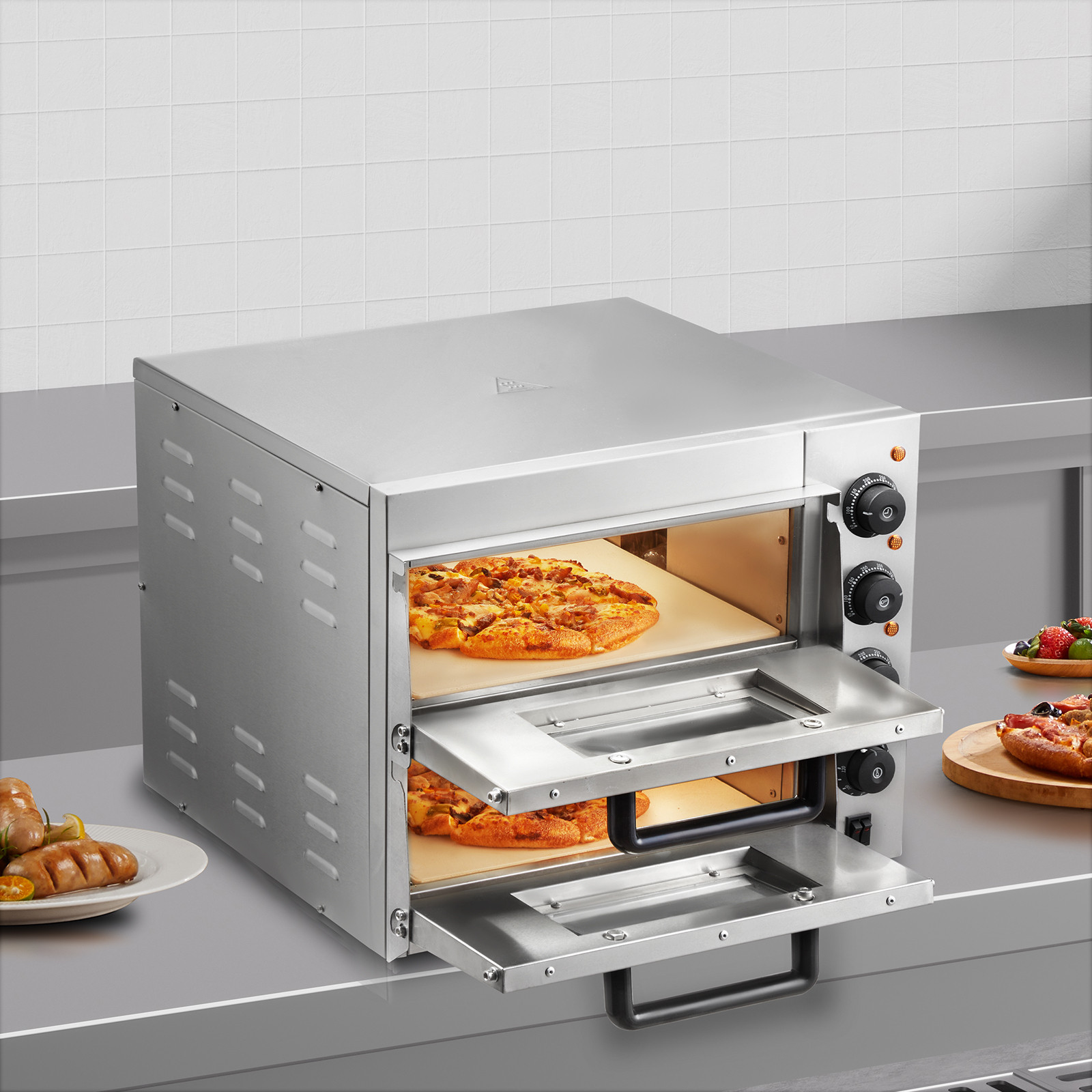 VEVOR Commercial Countertop Pizza Oven Electric Pizza Oven for 14″ Pizza Indoor
