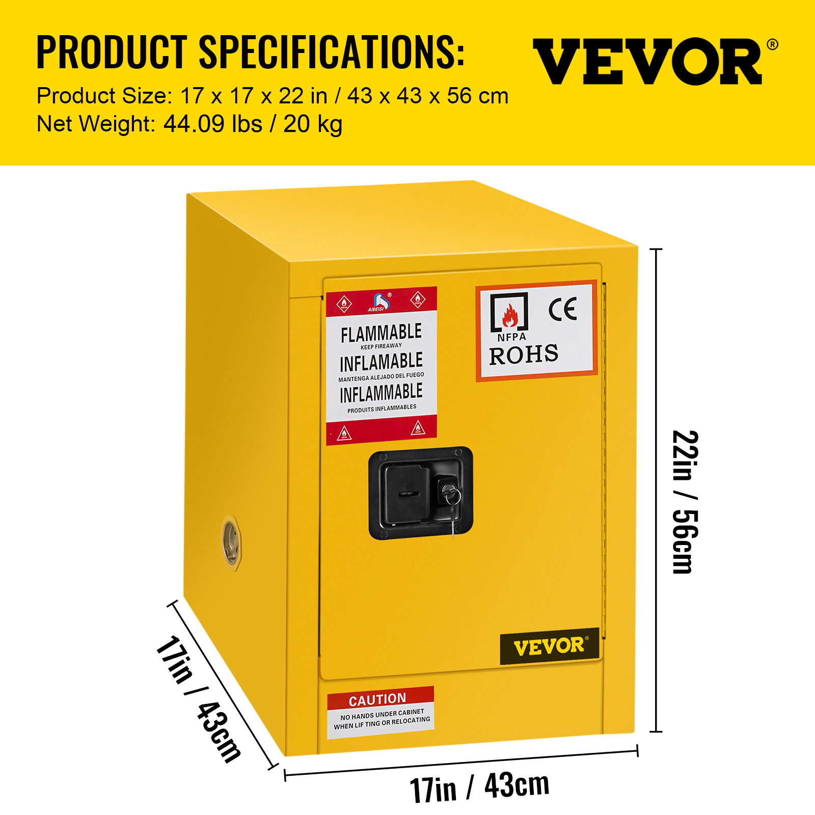 12 Gal Flammable Cabinet Fireproof Storage Cabinet for Flammable Liquids
