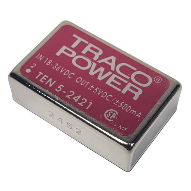 TRACO Power, TEN 5 Series DC/DC Converter TEN5-2421, 18-36 VDC to ±5 VDC, 500mA