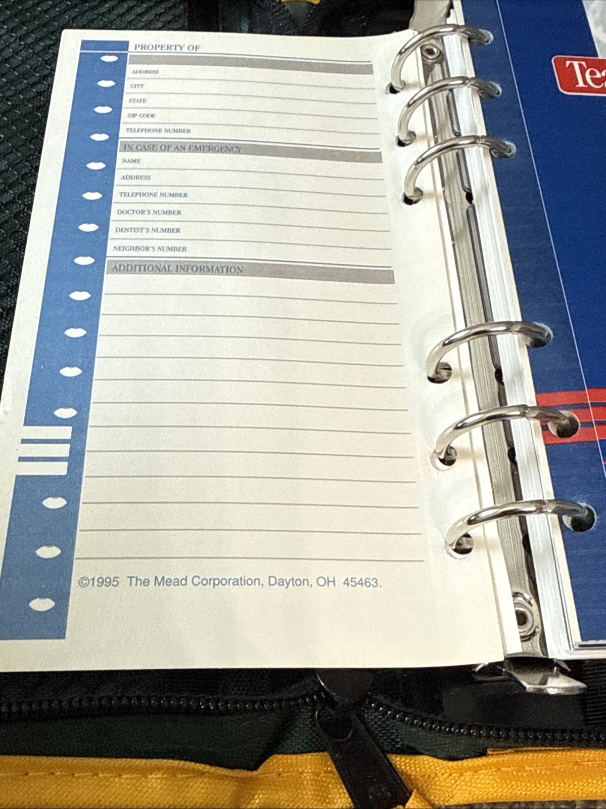 NOB VTG 1995 Mead NFL Green Bay Packers Zip Student Planner 6″ x 9″ FREE SHIPPNG
