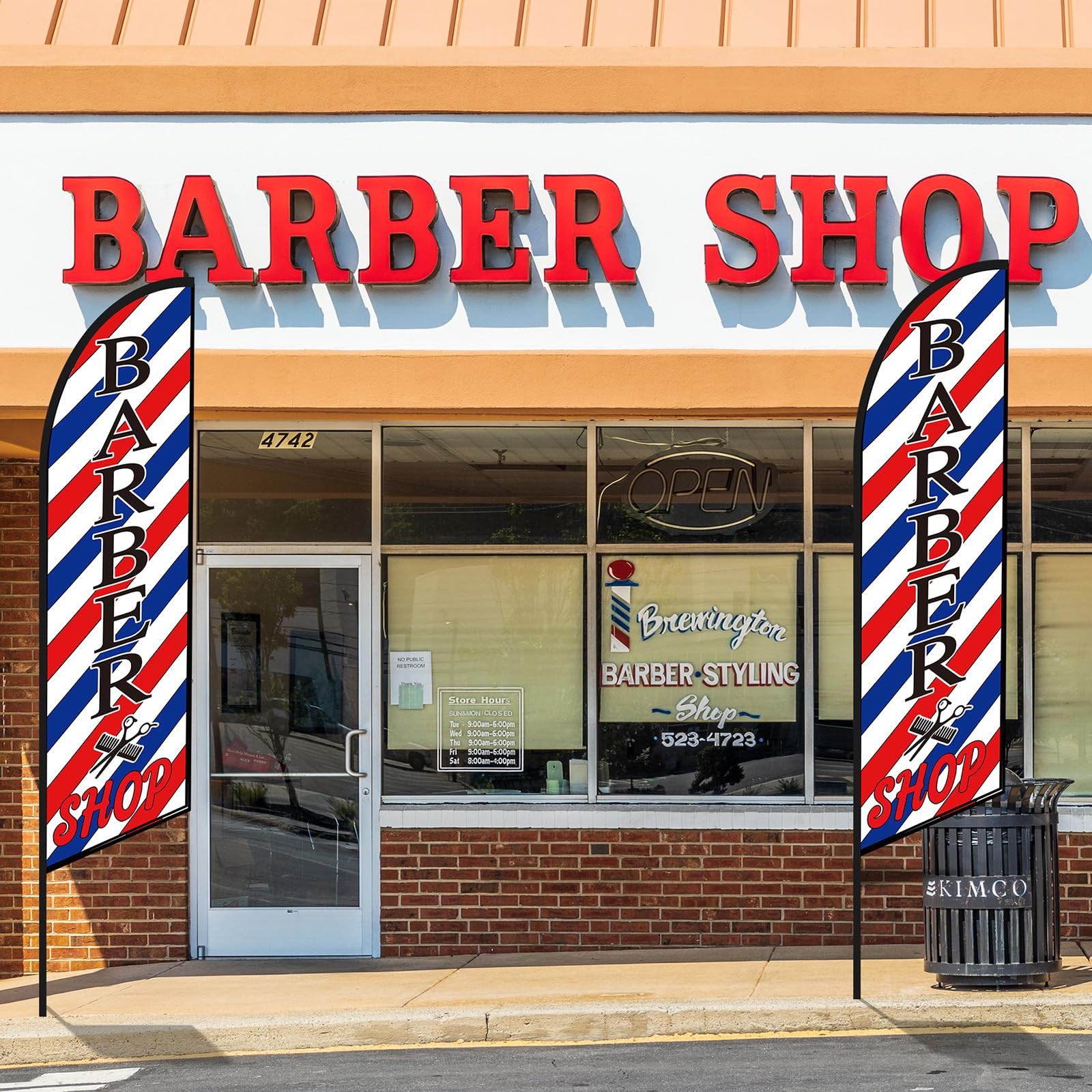 Barber Feather Flag 8ft Swooper Banner Sign Business Outdoor Sign 2pk