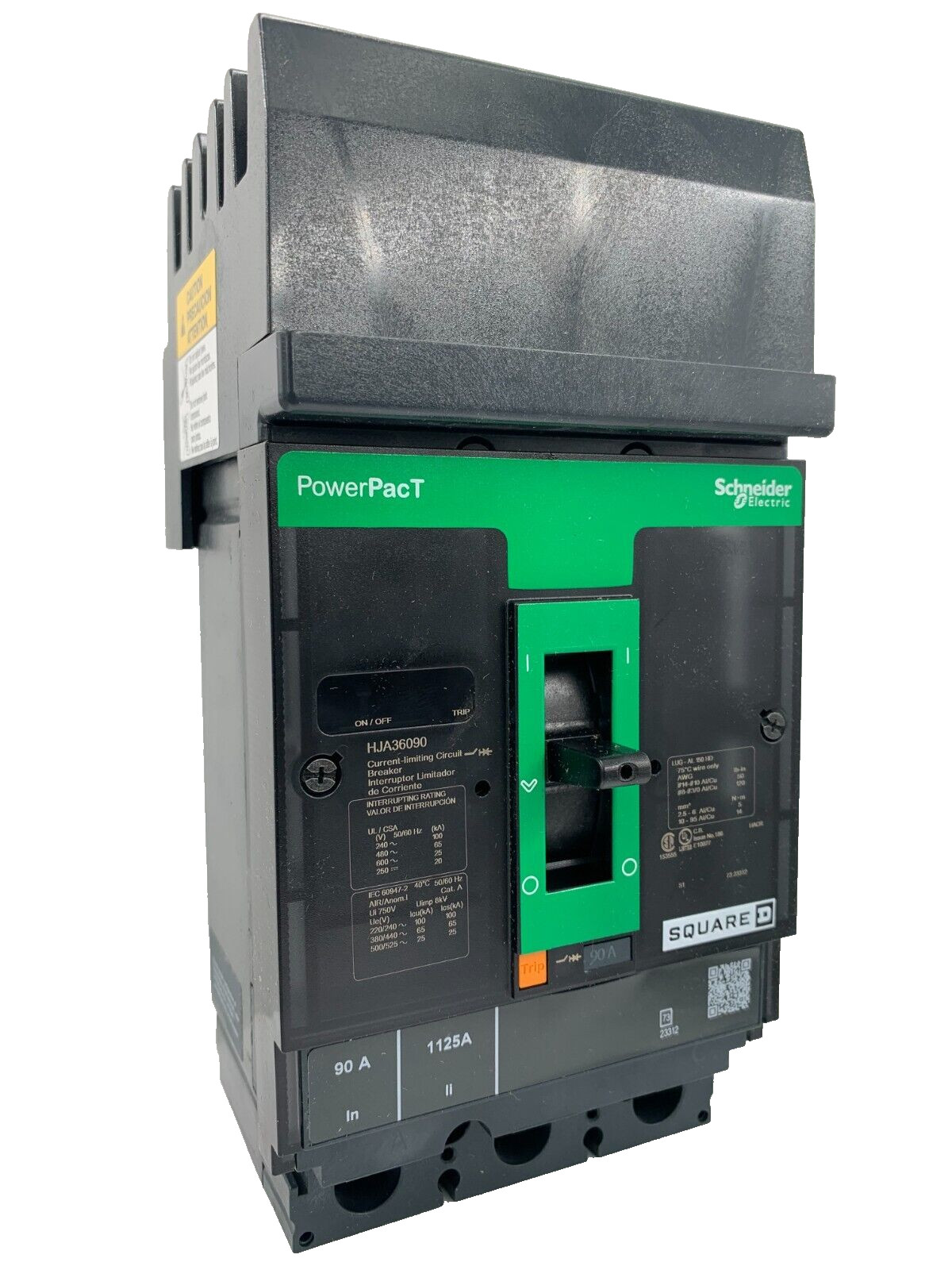 NEW – SQUARE D – HJA36090 – CIRCUIT BREAKER – PowerPacT H, 90A, 3 Pole, 600VAC