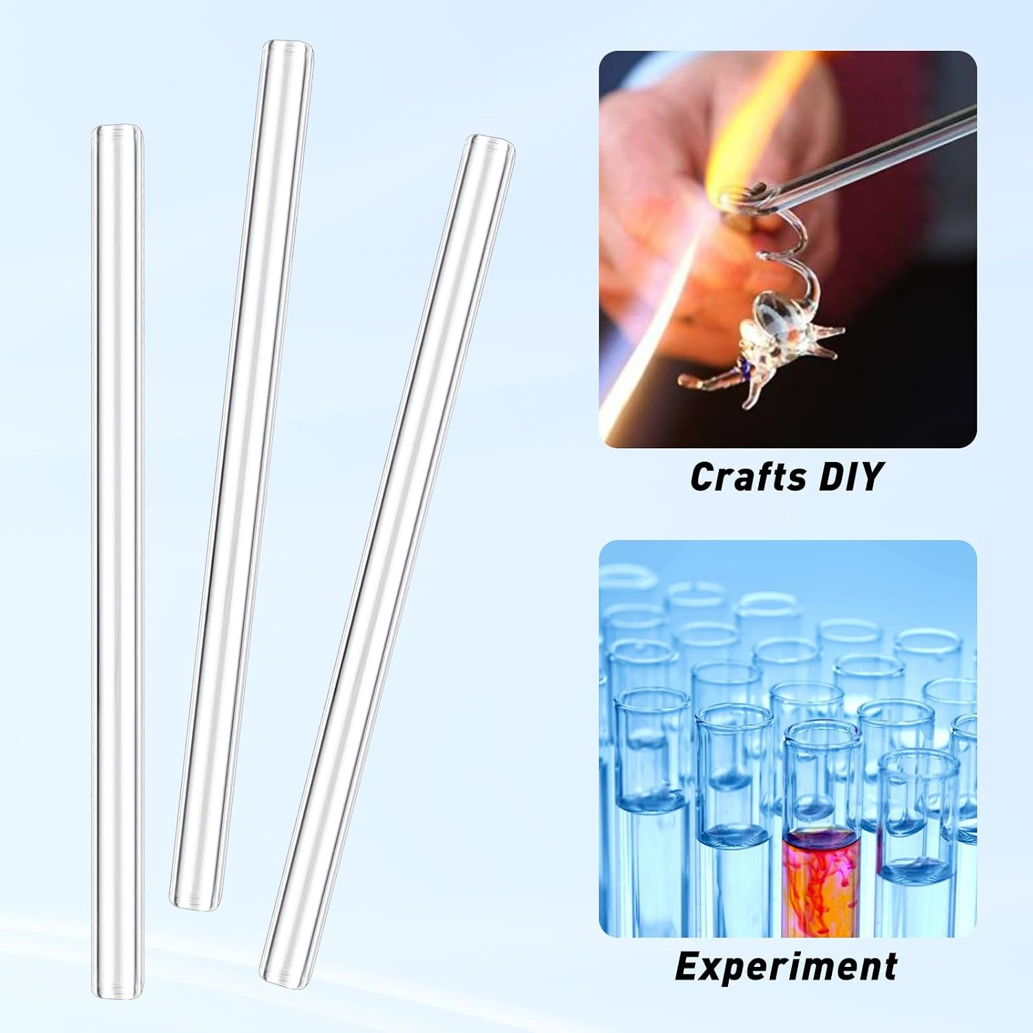 20 Pieces 12 Inches Long Clear Glass Tubes for Art DIY, 12Mm OD 8Mm ID 2Mm Thick