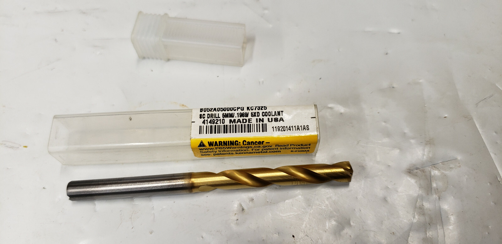 Kennametal 4149210 B052A0500CPG KC7325 5mm/.1969″ 5XD Carbide Coolant Drill Bit